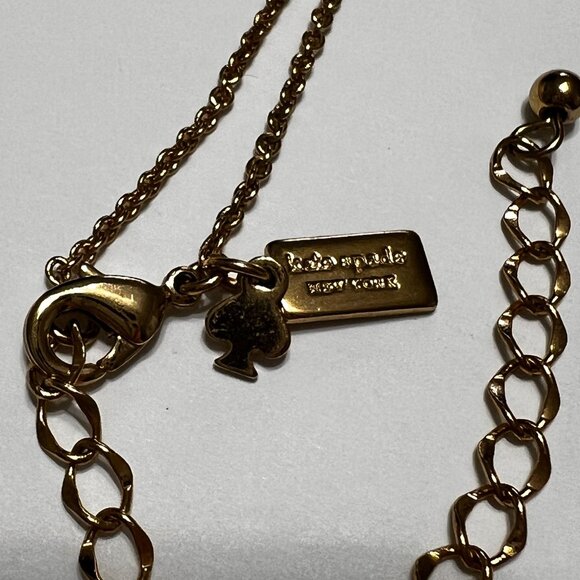 Kate Spade Triple Faceted Green Pendant Gold Chain Necklace Like New Adj… - Picture 8 of 9